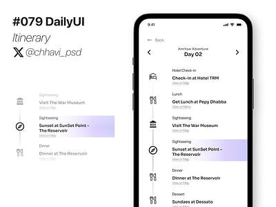 #079_DailyUi Itinerary app dailyui design figma interface itinerary mobile app mobile screen mobile ui trip itinerary ui