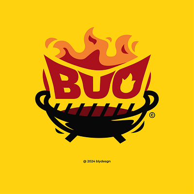 Bakar-bakar Uenak Oi (BUO) Logo barbeque brand branding food logo grill logo illustration illustrator logo mascot logo ui vector