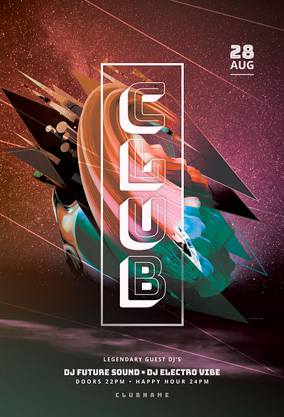 Club Flyer abstract club complex download flyer galaxy graphic design graphicriver layers night poster psd shapes template