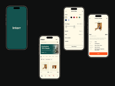 Interr - Interior Mobile App app design digital e commerce ecommerce furniture interior minimalist mobile app product room shop simple ui ux uiux