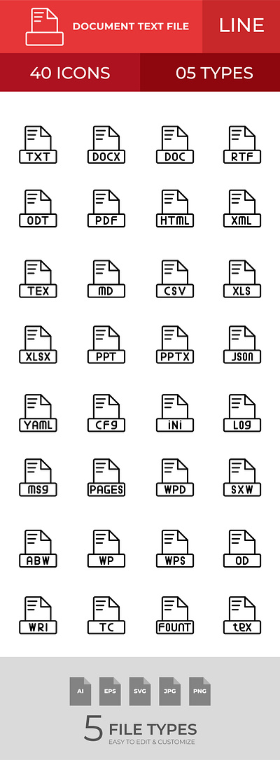 Set Document Text File Outline Icon graphic