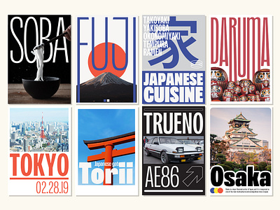 Japan Theme Poster Collection bold branding design display font fun graphic design poster type design typeface typography