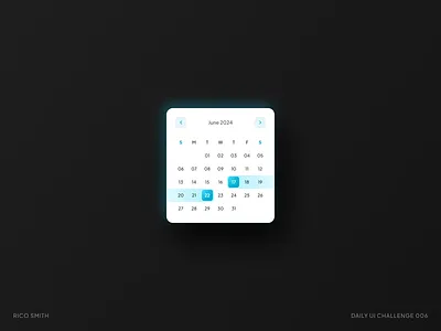 Daily Challenge 006 - Calendar daily ui daily ui challenge design hype4 hype4academy ui ux