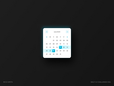 Daily Challenge 006 - Calendar daily ui daily ui challenge design hype4 hype4academy ui ux