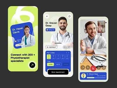 Physiotherapy Consultation App app design app ui app ui ux design doctor app medical app mobile app physiotherapy app ui ui ux design ux video call