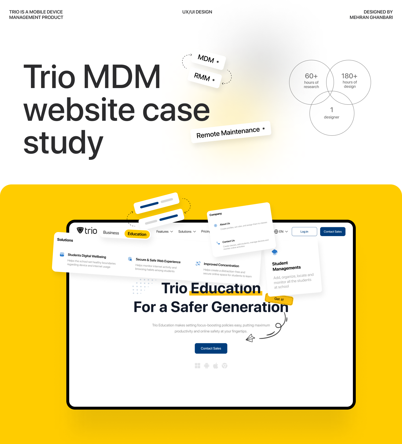 Trio MDM website case study mdm mobile device management product design trio ui uiux ux web design website