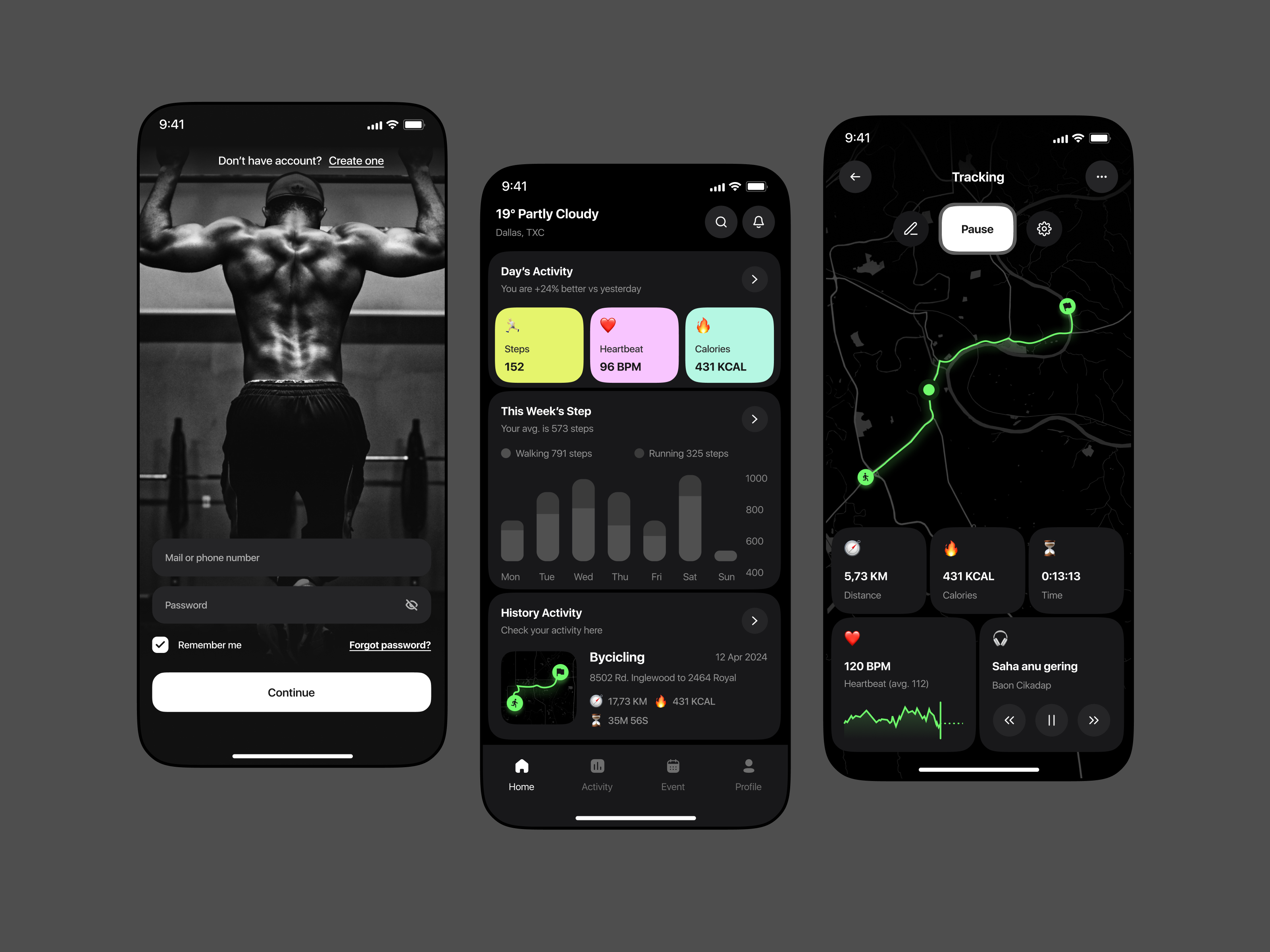 Fitness Mobile App app data fitness fitness app graphic design gym app healty healty app illustration logo mobile mobile app running tracking ui uidesign ux vector web