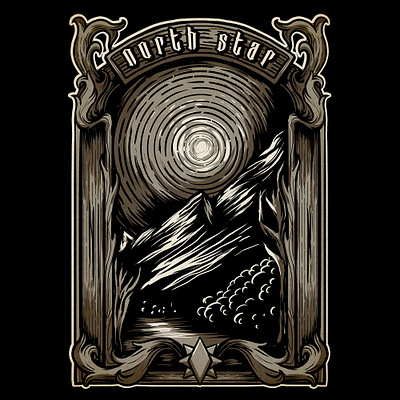 The North Star drawing emblem illustration mountain north star sky star tee tees
