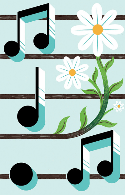 Music in Bloom - Radio Times colour design editorial illustration illustration print