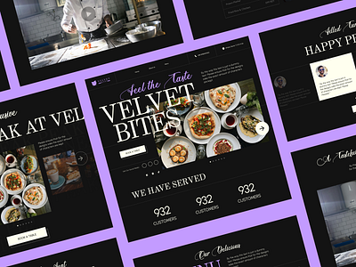 Velvet Bites Restaurant - Web Design branding design elegant design elegant foods exotic figma font food landing page project restaurant tasty ui unique fonts ux uxui web web design web header website