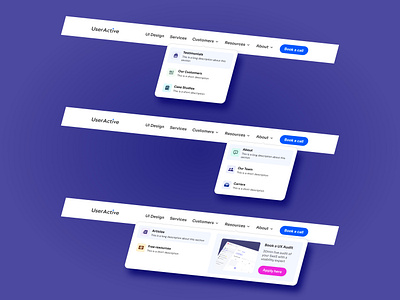 UserActive Website Navigation Menu agency design figma navigation saas submenu ui ux web web design website