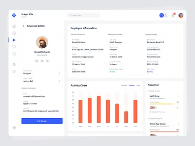 Task Management SaaS - Employee Details branding dashboard dashboard design platform design project management project management tool saas saas startup task list task management to do list todo ui ui design ux design uxui design web application web application design
