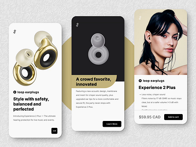 Product showcase — Loop Experience 2 earplugs mobilestore product feature productshowcase uiconcept