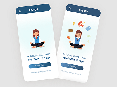 Yoga Or Meditation Mobile Design with Lottie Animation animation app app animation app design app user interface app ux design illustration lottie animation meditation meditation lottie mobile version mobile website money motion graphics ui ux yoga yoga app yoga app ui