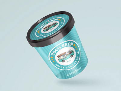 coco shop labels for icecream cups branding graphic design ice cream logo
