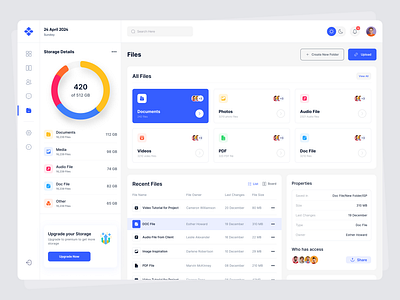 Task Management SaaS - File Storage application branding dashboard design file file storage dashboard file transfer files modern ui project management storage task manegement todo todo list ui ui design user interface web application web application design