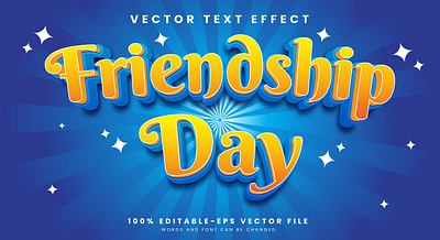 Friendship Day 3d editable text style Template friendship day