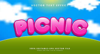 Picnic 3d editable text style Template grass