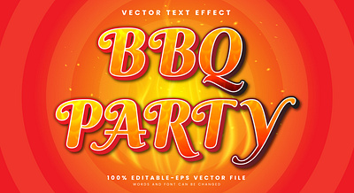 BBQ Party 3d editable text style Template flames