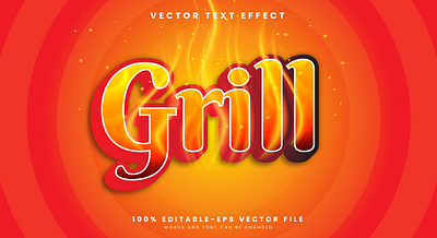 Grill 3d editable text style Template fire