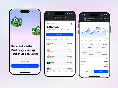 Pepe Vault: Crypto Wallet Creation Mobile App UI Kit app ui crypto cryptocurrency cryptoexchange cryptoplatform cryptotrading cryptowallet figma figma design memecoin mobile app pepecoin pepecoin platform pepecoin wallet ui uikit uiux ux wallet