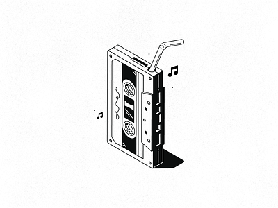 StereoJuice 🎵 3d blackandwhite cassette concept dark illustration isometric juice lineart melody music oldschool outline retro shadow song