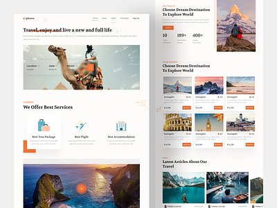 Travel Agency website; landing page adventure corporate flight booking hotel booking landingpage package page tourism tourist travel guide travel landing page travel website traveling travellers trip ui ux web web design website design