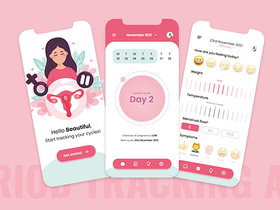 Period Tracking App UI concept design ui
