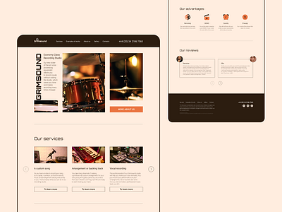 Redesign of the Grimsound recording studio website design ui ux w web