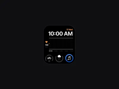 Music Player (Smart Watch) UI animated wave animtion apple concept design heart rate icons mobile motion smart watch watch watchface wave widget