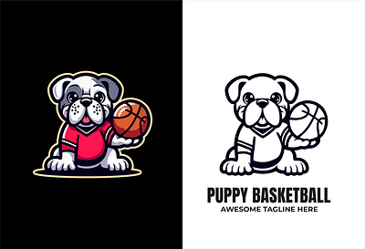 Cute Puppy Basketball Mascot Logo Design 3d basketball branding colorful design graphic design illustration logo puppy ui vector