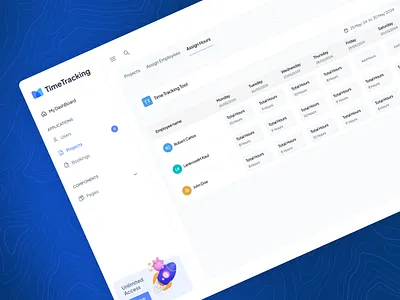 Time Tracking Admin Panel app branding development flutter graphic design logo mobile app mobile ui project management projects reviewing hours shifts time time tracking ui uiux ux