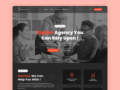 Digital Agency UI/UX Landing Page agency website comapny website creative design creative landing page full page design mobile responsive responsive design services design ui ui landing page uiux user centered design user experience web design webiste design