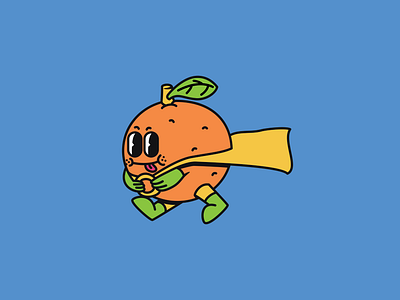 Super Orange Retro Mascot🍊 baby branding character design fruit green illustration kid logo mascot orange retro super superhero yellow