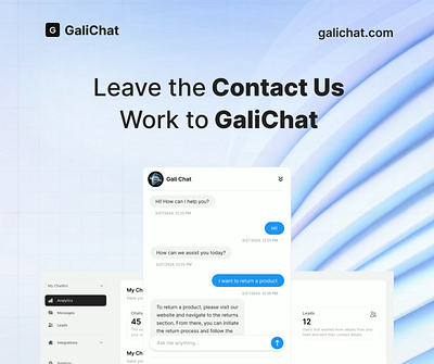 GaliChat - Your 24/7 AI "Contact Us" and Support Assistant ai analytics artifical inteligence bot chat chatbot chatgpt contact us customer dashboard ecommerce free nocode support tool
