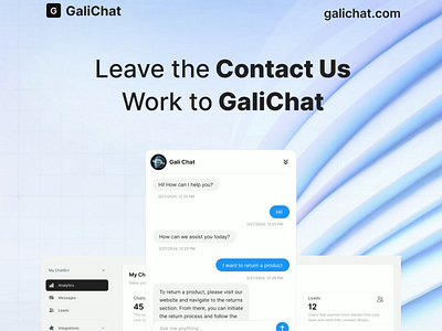 GaliChat - Your 24/7 AI "Contact Us" and Support Assistant ai analytics artifical inteligence bot chat chatbot chatgpt contact us customer dashboard ecommerce free nocode support tool