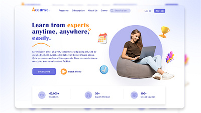 Acourse- an E-Learning Website UI acourse course websute design landing page learning learning website portfolio restaurant udemy website ui ux web ui website ui