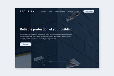 First screen of landing page first screen hero screen landing landing page ui video surveillance cameras web design