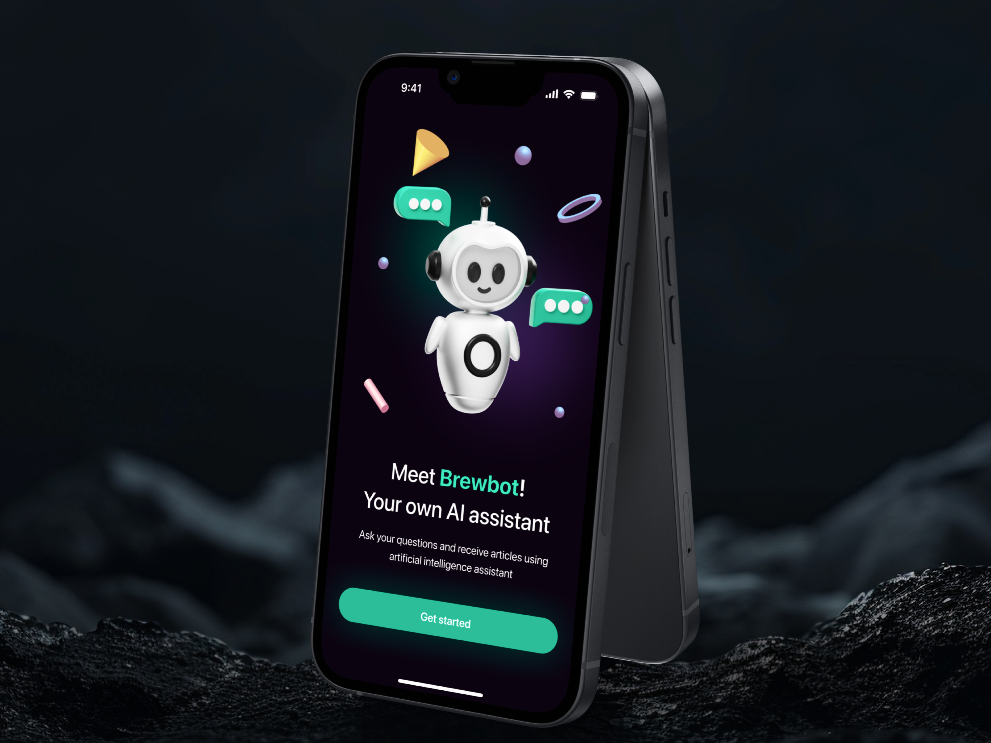AI Chatbot App UI Design | BrewBot ai animation app design artificial intelligence branding chatbot creative design figma hero section illustration landing page logo minimalist mobile mobile app ui ui design ux webdesign