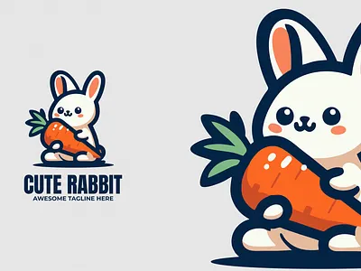 Cute Rabbit Mascot Logo 3d branding colorful design graphic design illustration logo rabbit