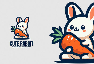 Cute Rabbit Mascot Logo 3d branding colorful design graphic design illustration logo rabbit