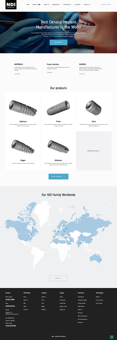NDI Medical dental implants dealer website branding figma home page design ux ui web design wordpress designs