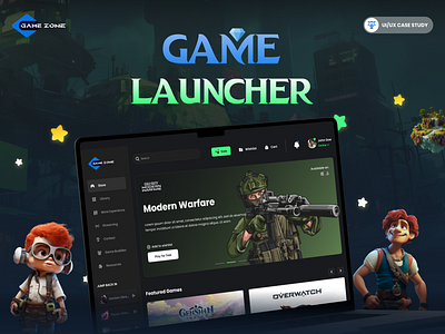 Game Launcher | UI/UX Case Study app design game game design ui game launcer game launcher ui gaming ui gaming ui ux gaming uiux gaming website gaming website inspiration illustration launcher launcher ui top game launcher design top gaming ui typography ui ux web app