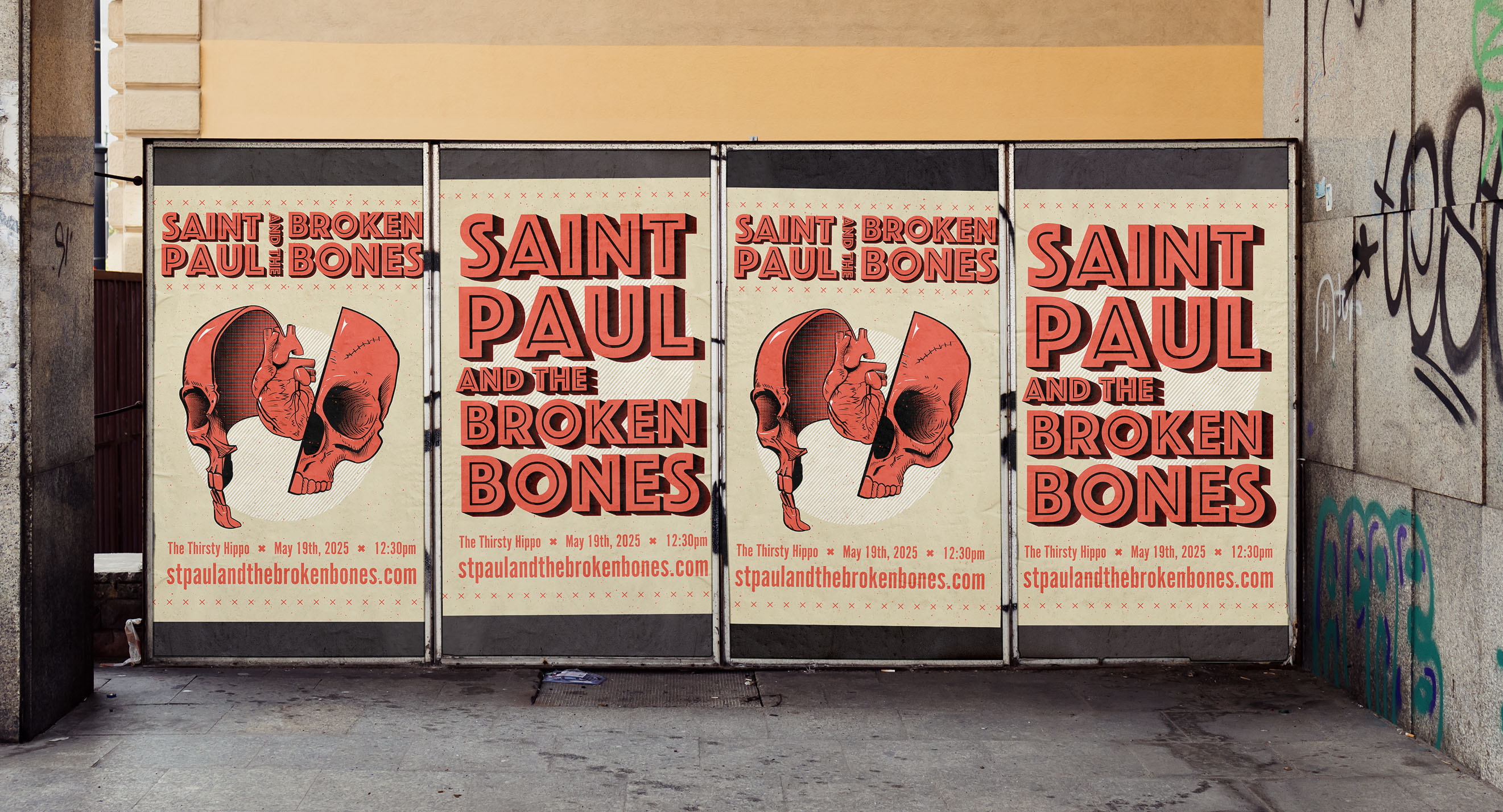 St. Paul & the Broken Bones Poster Type ad band bones broken concert event heart illustration music orange paul poster skull soul st website