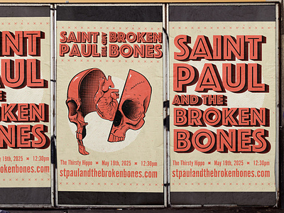 St. Paul & the Broken Bones Poster Type ad band bones broken concert event heart illustration music orange paul poster skull soul st website