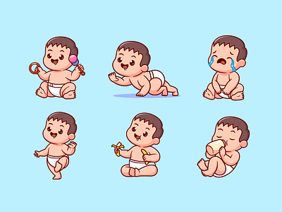 Baby Toddler👶🏻 baby banana bottle boy branding cartoon character crying cute diaper doodle icon illustration kids logo milk toddler toy vector walking