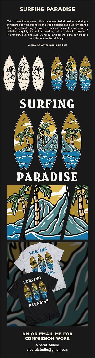Surfing Paradise apparel apparel design branding design graphic design illustration logo paradise retro summer summer time surfing tee design tshirt design vintage visual branding
