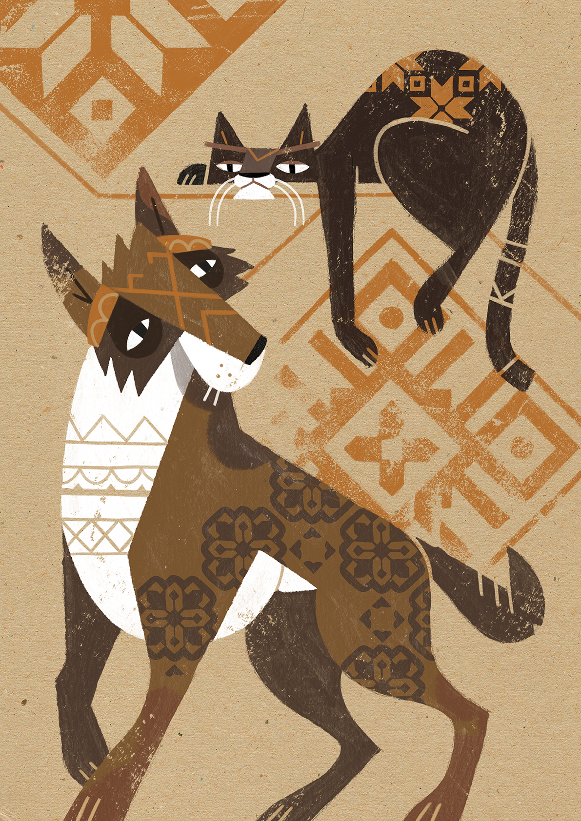 Villagers: Dog and Cat art cat character dog drawing gartman illustration slavic