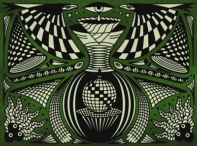 untitled (Madder Spirit) bird birds coffee design disco ball illustration minimal psychedelic texture trippy vector