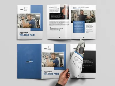Easyfit welcome pack gym fitness brochure design bifold gym brochure trifold